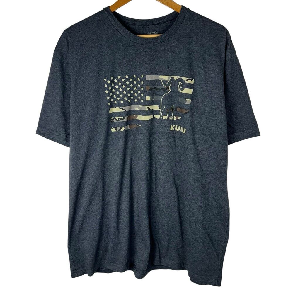 Kuiu Shirt Mens 2XL Vias Storm Ram Gray Flag Short Sleeve Hunting Crew Neck Tee